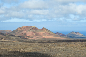 Fototapeta na wymiar Volcanoes of the Timanfaya National Park in Lanzarote