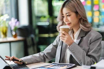 woman asian relax happy drinking morning coffee cup portrait of smiling girl cup at morning coffee