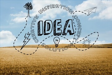 Idea graphic over countryside