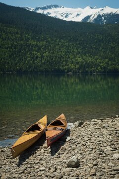 Kayaks at lakeshore
