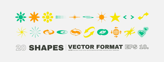 Vector Graphic Assets Set. Bold modern Shapes.