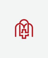 The initial AM logo with the combination of the red cross is suitable for the medical and health sector