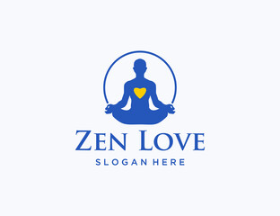 Man silhouette doing yoga logo design