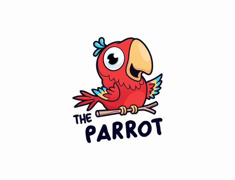 Cute parrot cartoon logo design