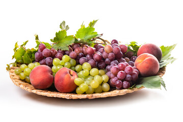 Fruit platter. Grapes, figs, pears and peaches