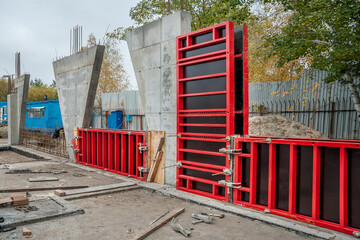 Wall formwork in residential construction.