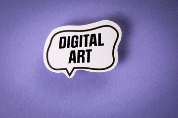 Digital Art. Speech bubble with text on purple background