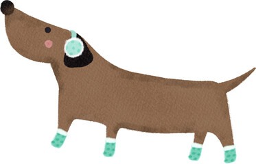 Merry Christmas and Happy New Year illustration. Watercolor illustration of dogs. Cute dogs with merry christmas celebration. 