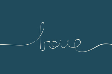 One line love lettering.One line illustration. Single line art of love.One line style.Love. Minimalist Contour Drawing. Simple doodle.Continuous line drawing.Valentine vector illustration. 