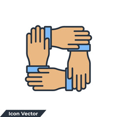 Obraz premium Team work icon logo vector illustration. cooperation symbol template for graphic and web design collection
