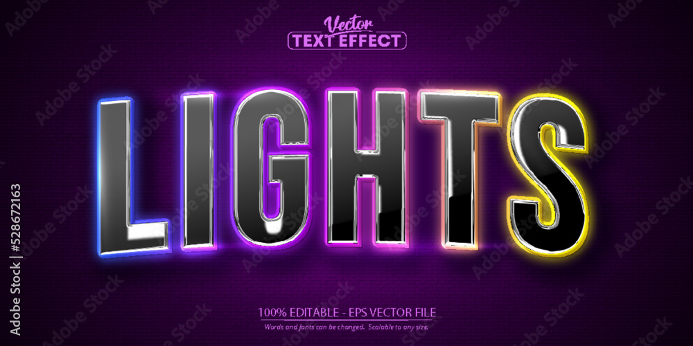 Poster Neon Light Text Effect, Editable Glowing Text Style