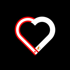 friendship concept. heart ribbon icon of canada and cypriot flags. vector illustration isolated on black background