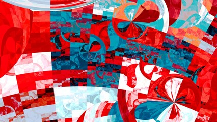 Naklejka premium Red stained glass fractal, computer generated abstract background,