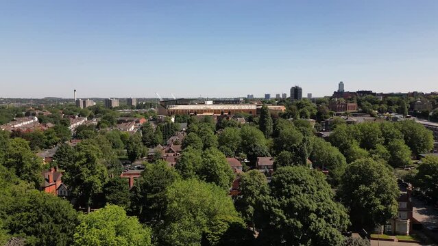 Rising aerial establishing view of Wolverhampton