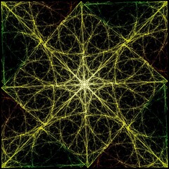 Colorful stained glass square fractal, computer generated abstract background,