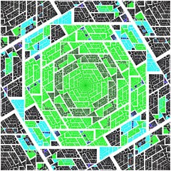 Colorful stained glass square fractal, computer generated abstract background,