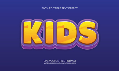 Kids 3d editable text effect style with background, Kids editable text effect, vector