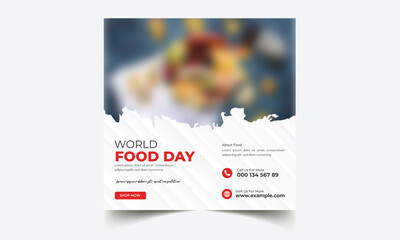 World food day celebrate social media instagram post template design, Food social media post, Flat design world food day 