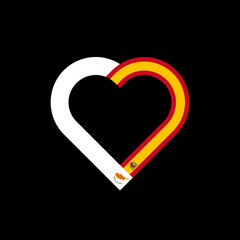 friendship concept. heart ribbon icon of cypriot and spanish flags. vector illustration isolated on black background