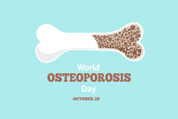 World Osteoporosis Day. Osteoarthritis of human anatomical bones. Information poster about diseases of bone system and osteoporosis to prevent loss of bone density - obrazy, fototapety, plakaty