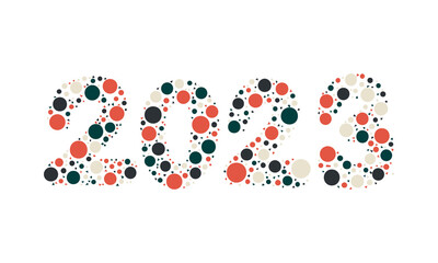 New year 2023 numbers. Christmas vector. Hand drawn xmas silhouette. Abstract cute illustration. Modern minimal stylized concept. Calligraphy doodle sign. Lettering clipart. Tag paint