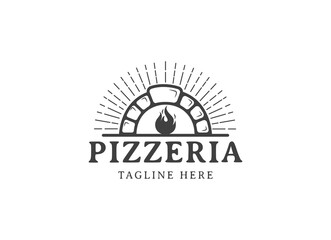 Italian pizza restaurant vintage style design logo. symbols for food and drink and restaurants.