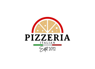 Italian pizza restaurant vintage style design logo. symbols for food and drink and restaurants.