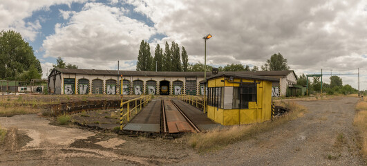 historic roundhouse with turntable in Weyhe, Lower Saxony, Germany