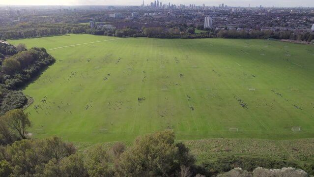 Sunday League Football Matches Taking Place At Hackney Marshes In London