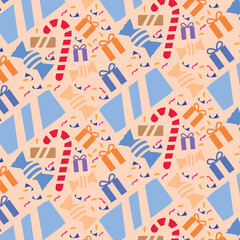 Vector Illustration Happy Birthday Patterns Gift and Candy Ornaments