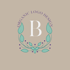 Organic Letter B Floral Fashion and Beauty Logo.