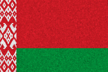 Flag of Belarus on styrofoam texture. national flag painted on the surface of plastic foam