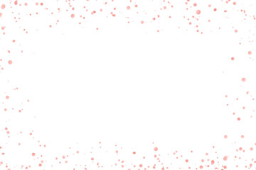 Border frame rose gold glitter confetti on white background. Vector
