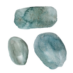 Grey abstract watercolor shapes set isolated on white