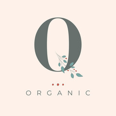 Floral O Letter Icon. Organic Letter Logo.