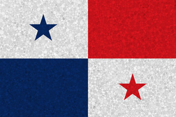 Flag of Panama on styrofoam texture. national flag painted on the surface of plastic foam