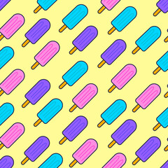 Seamless Ice Cream Pattern on a Stick