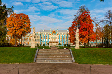 Catherine palace and park in autumn, Pushkin, Saint Petersburg, Russia