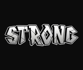 Strong word trippy psychedelic graffiti style letters.Vector hand drawn doodle cartoon logo strong illustration. Funny cool trippy letters, fashion, graffiti style print for t-shirt, poster concept