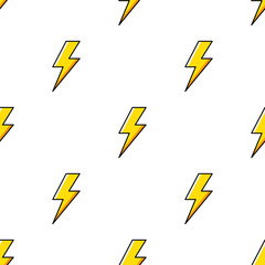 Seamless pattern with lightning. Flat vector illustration. For printing on T-shirts and other purposes.