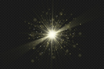 Fototapeta na wymiar Light effects, glare, glitter, explosion, golden light, Vector illustration. shining golden stars.
