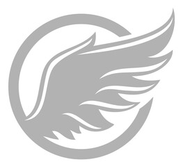 Bird wing silhouette in ring. Vintage logo. Flight symbol