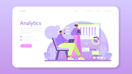 System analyst web banner or landing page. IT technologies