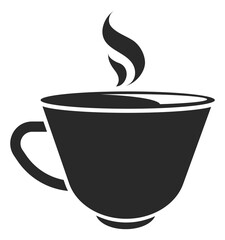 Cup with hot drink. Smoking coffee logo. Tea mug icon