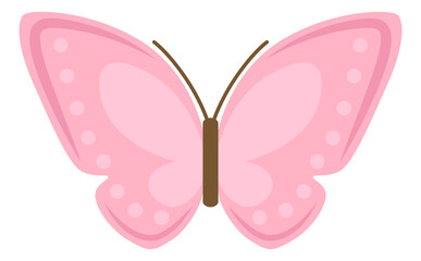 Pink butterfly. Pretty meadow animal. Summer nature symbol