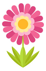 Pink daisy icon. Garden flower in childish style