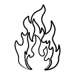 Continuous line drawing of fire on white background. Vector illustration