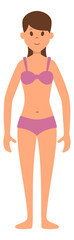 Woman figure front view. Cartoon female model