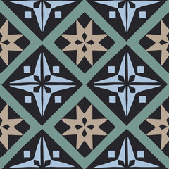 Vector geometric seamless pattern inpired by patchwork fabric. Cozy and trendy winter pattern fashion, grafic design and home decor.