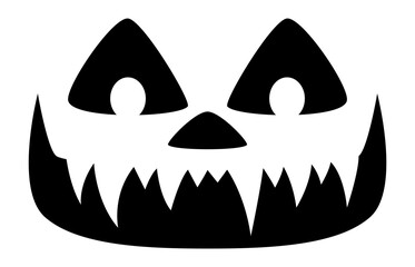 Halloween pumpkin face. Spooky sharp teeth. Scary symbol